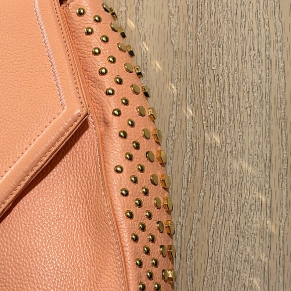 Elizabeth Laine Studded Leather Crossbody / Shoulder Bag – Blush Pink